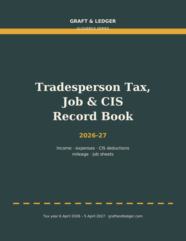 Front cover of Tradesperson Tax, Job & CIS Record Book 2026-27, a Graft & Ledger Glovebox Series paperback